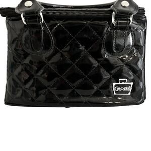 Vintage Caboodles Sassy Black Patent Quilted Makeup Cosmetics Case Carrier Tote